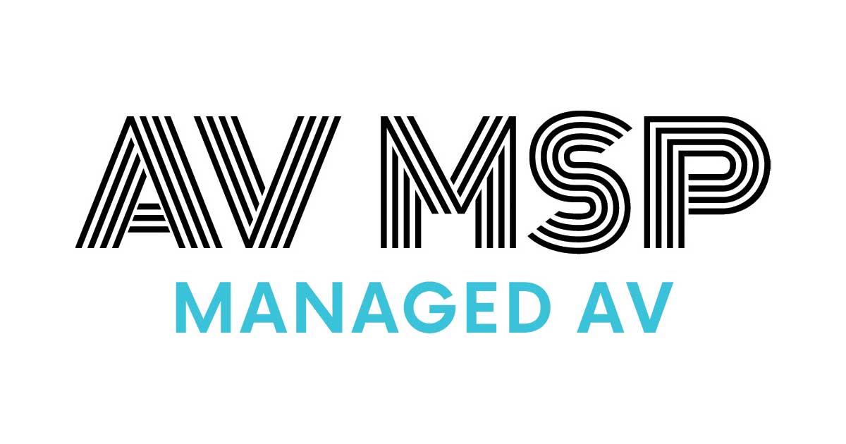 A logo of with the name of the company AV MSP with the words Managed AV underneath