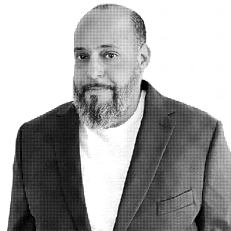 A picture of a man with a pixel filter applied